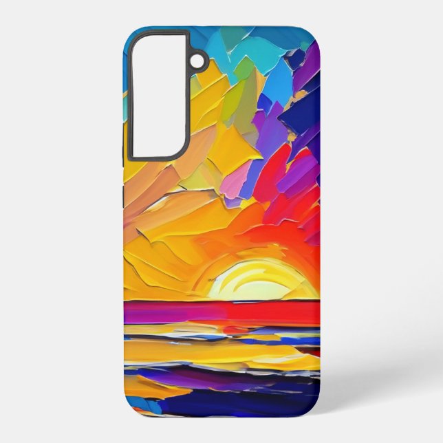 Modern Abstract Beach Sunset Artwork Samsung Galaxy S22+ Case (Back)