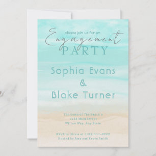 Modern Abstract Beach Wedding Engagement Party Invitation
