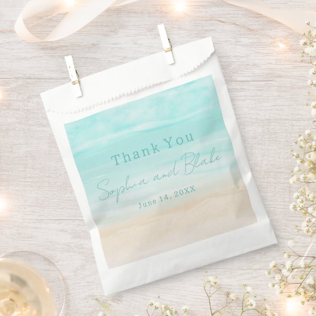 Modern Abstract Beach Wedding Favour Bags (Clipped)