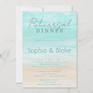 Modern Abstract Beach Wedding Rehearsal Dinner Invitation