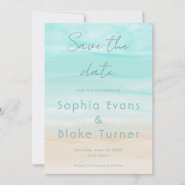 Modern Abstract Beach Wedding Save the Date  Invitation (Front)