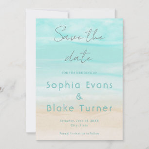 Modern Abstract Beach Wedding Save the Date Invitation