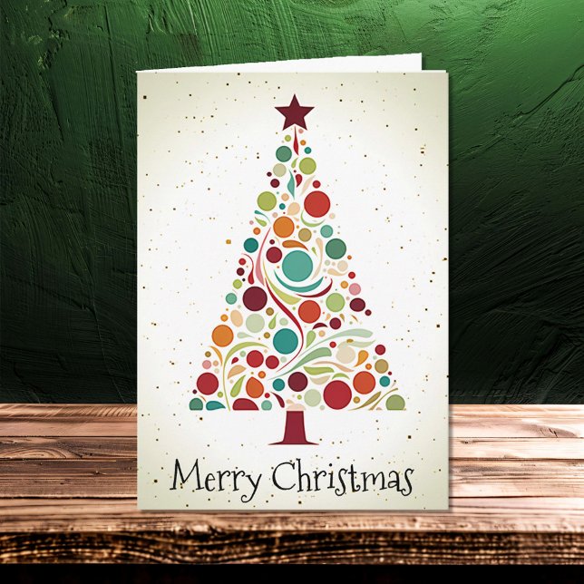 Modern Abstract Beautiful Christmas Tree Family Card (Creator Uploaded)