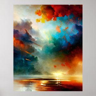 Modern Abstract beautiful colours blue gold teal 1 Poster