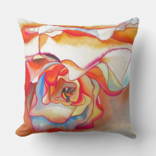 Modern abstract begonia watercolour art cushion