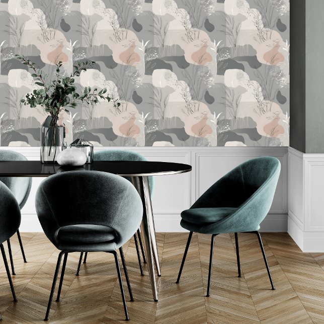 Modern Abstract Beige Grey Pale Green Peel & Stick Wallpaper (Creator Uploaded)