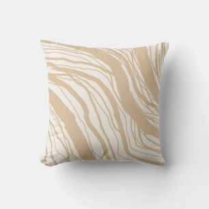 Modern Abstract Beige Tan Stripes Cushion