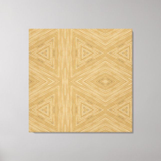 Modern Abstract Beige White Triangle Pattern Canvas Print (Front)