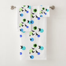 Modern Abstract Bird Pattern Bath Towel Set