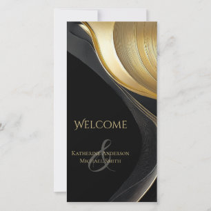 Modern Abstract Black and Gold Wedding Program