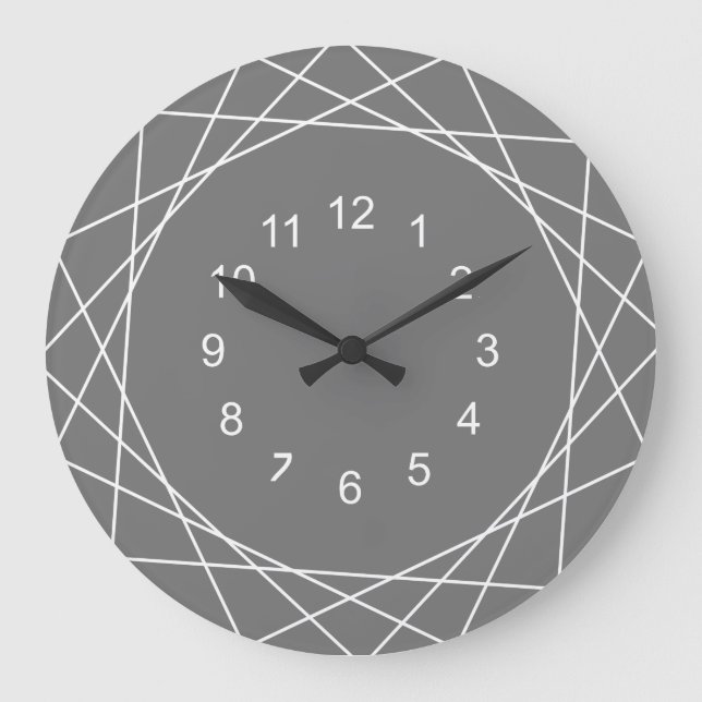 Modern Abstract Black And Grey Large Clock (Front)
