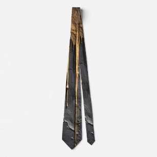 Modern Abstract Black and Metallic Gold Drips Tie