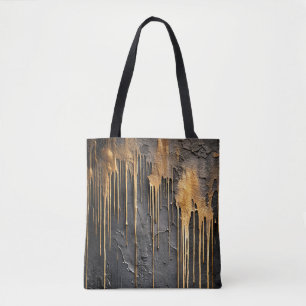 Modern Abstract Black and Metallic Gold Drips Tote Bag