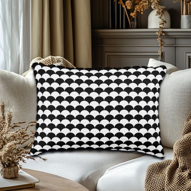 Modern Abstract Black and White Decorative Cushion (Creator Uploaded)