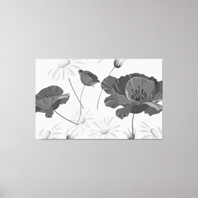 Modern Abstract Black and White Floral II Canvas P (Front)