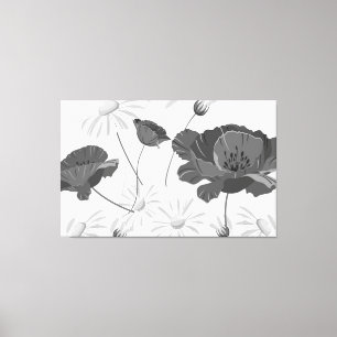 Modern Abstract Black and White Floral II Canvas P Print