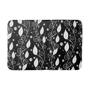 Modern abstract black and white ink illustration bath mat