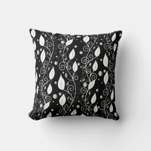 Modern abstract black and white ink illustration cushion