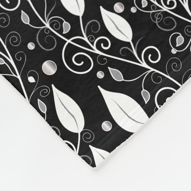 Modern abstract black and white ink illustration fleece blanket (Corner)