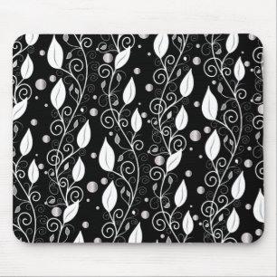 Modern abstract black and white ink illustration mouse pad