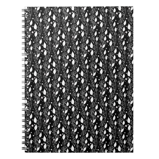 Modern abstract black and white ink illustration spiral notebook (Front)
