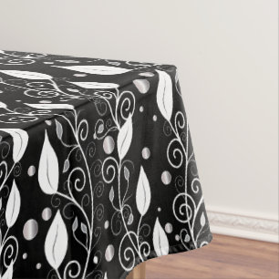 Modern abstract black and white ink illustration tablecloth