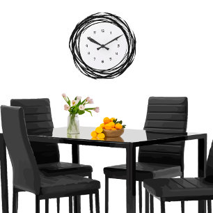 Modern Abstract Black And White Large Clock