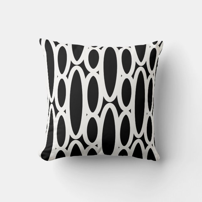 Modern Abstract Black and White Oval Pattern  Cushion (Front)