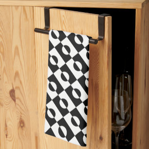 Modern Abstract Black and White Pattern   Tea Towel