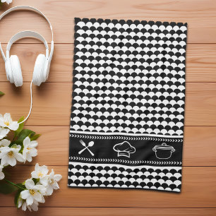 Modern Abstract Black and White Tea Towel