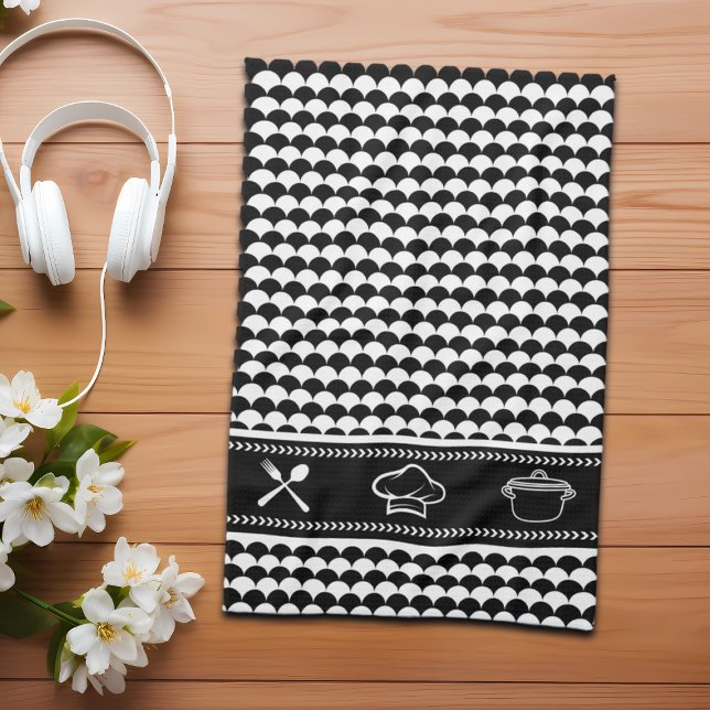 Modern Abstract Black and White Tea Towel (Creator Uploaded)