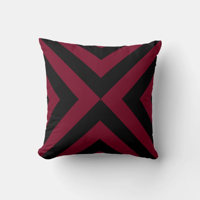 Modern Abstract Black & Burgundy Cushion (Front)