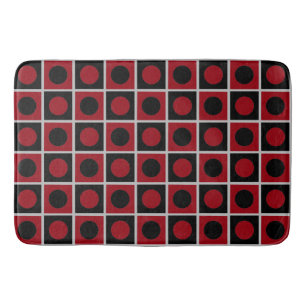 Modern Abstract Black Grey and Red Bath Mat