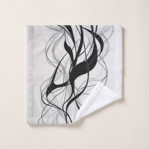 modern abstract Black lines on white Patterns Bath Towel Set
