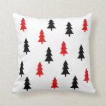 Modern abstract black red trees Scandinavian style Cushion<br><div class="desc">Modern abstract black and red trees on white pillow,  Scandinavian style pillow.</div>