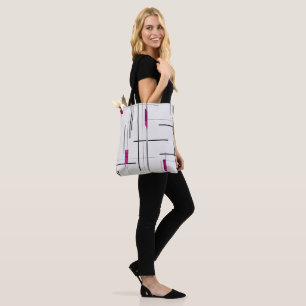 Modern Abstract Black Silver Fuschia Accents Tote Bag