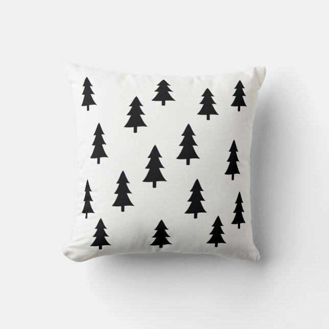 Modern abstract black trees Scandinavian style Cushion (Front)