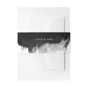Modern Abstract Black Watercolor  Invitation Belly Band