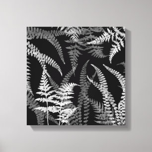 Modern Abstract Black White Fern Canvas Print