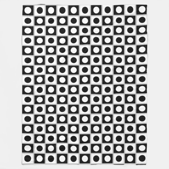 Modern Abstract Black & White Fleece Blanket (Front)