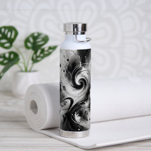 Modern Abstract Black & White Geometric Design Water Bottle