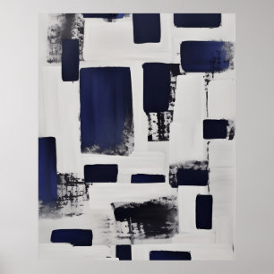 Modern Abstract black White lineal forms Poster