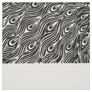 Modern abstract black white peacock feathers fabric