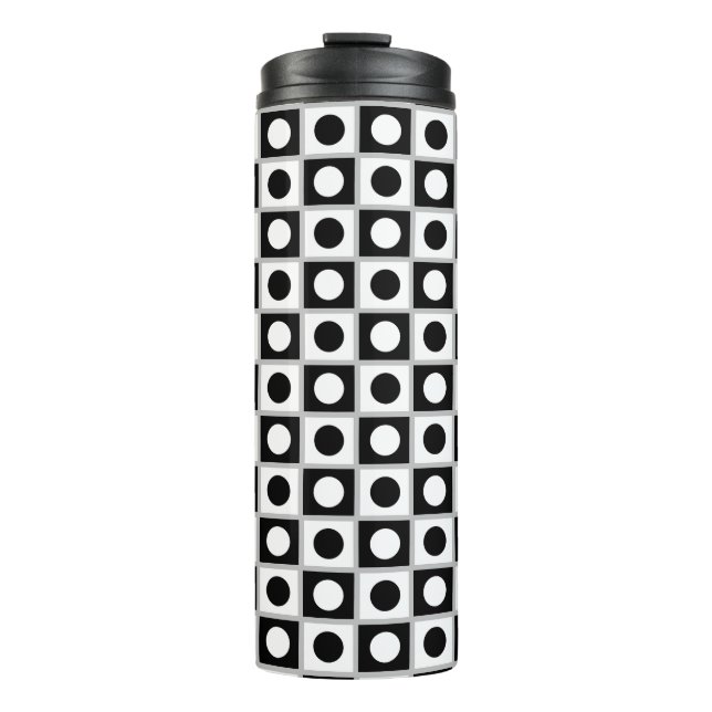 Modern Abstract Black & White Thermal Tumbler (Front)