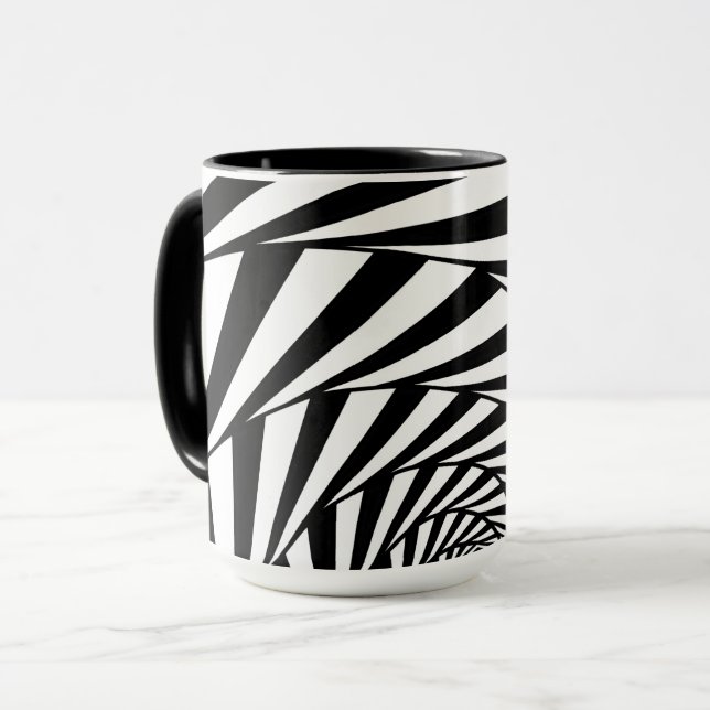 Modern Abstract Black & White Wavy Art  Mug (Front Left)