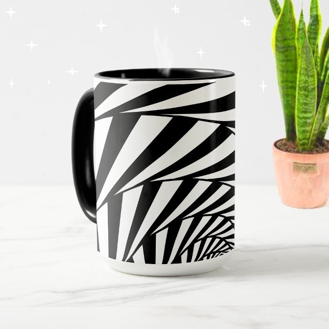 Modern Abstract Black & White Wavy Art  Mug (Creator Uploaded)
