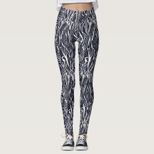 Modern Abstract Black White Zebra Safari Pattern  Leggings