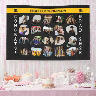 Modern Abstract Blob Geometry 20 Photo Grad Party  Banner