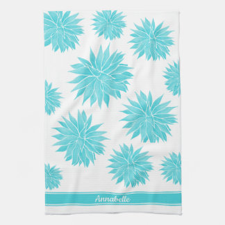 Modern Abstract Blue Agave Pattern | Personalised Tea Towel