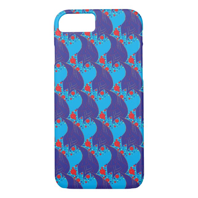 Modern abstract BLUE and red Rainbow drops pattern Case-Mate iPhone Case (Back)